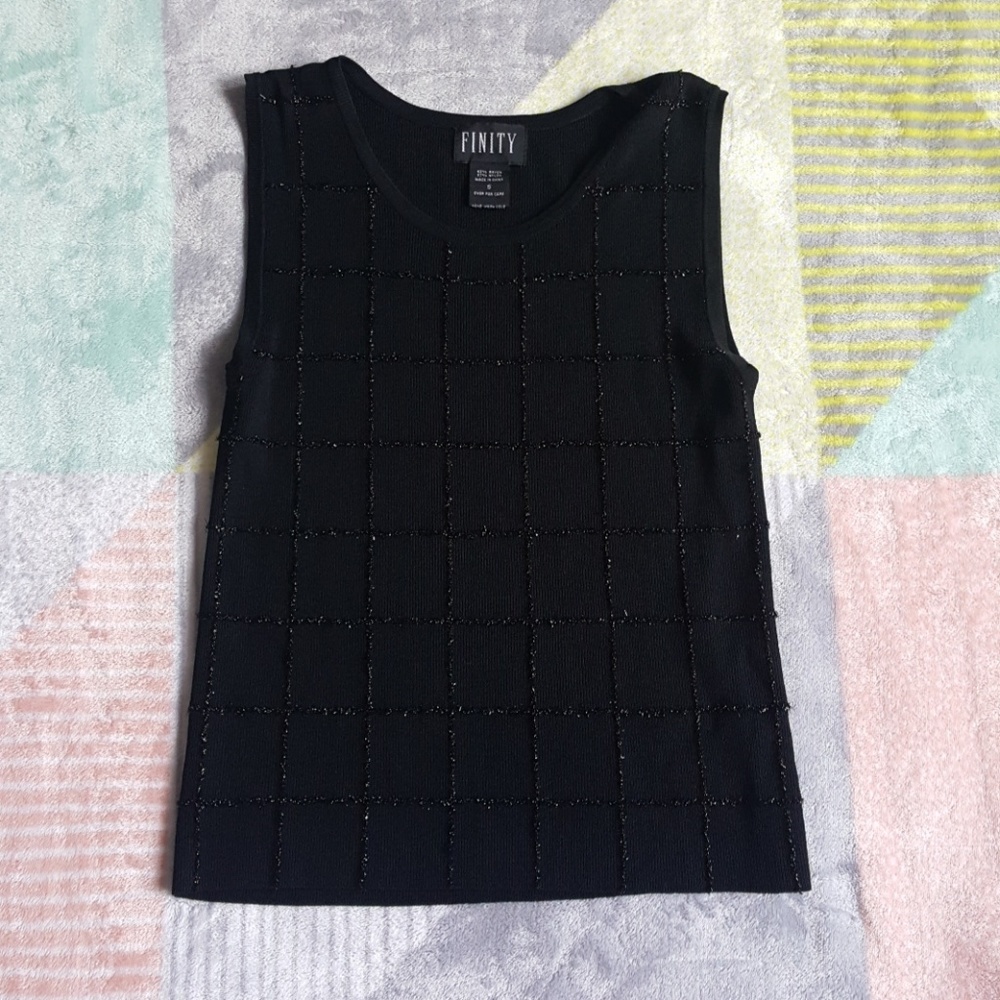 Vintage Finity Sequin Black Top